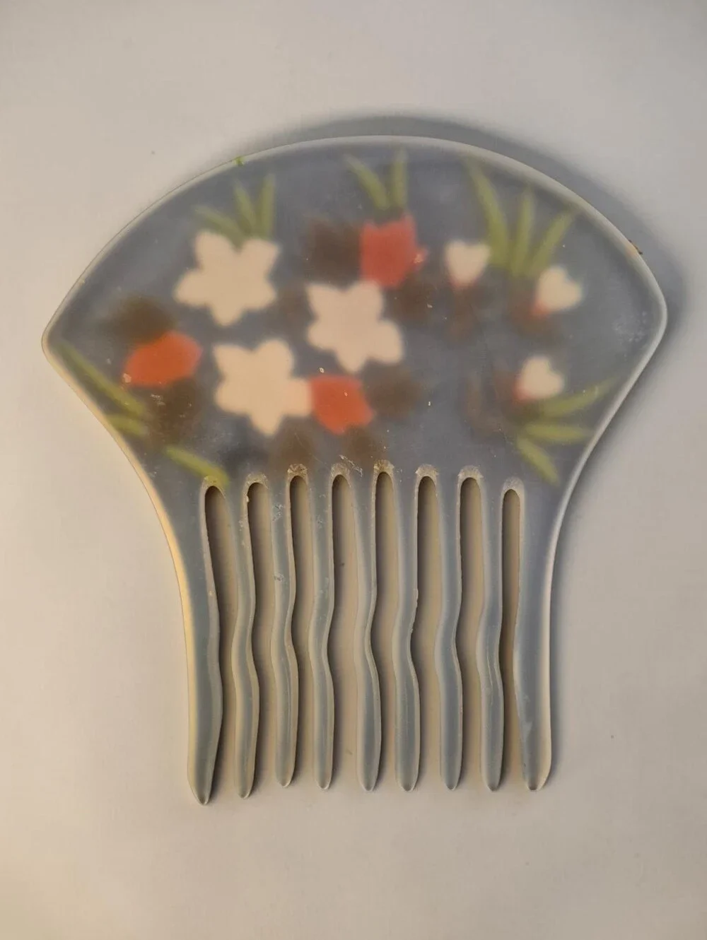 Vintage Hand-Painted Floral Hair Comb